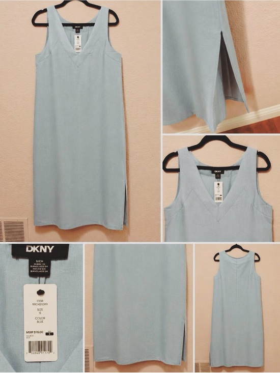 Dkny Dresses & Skirts - DKNY Light Blue Sleeveless Maxi Dress with Side Slit